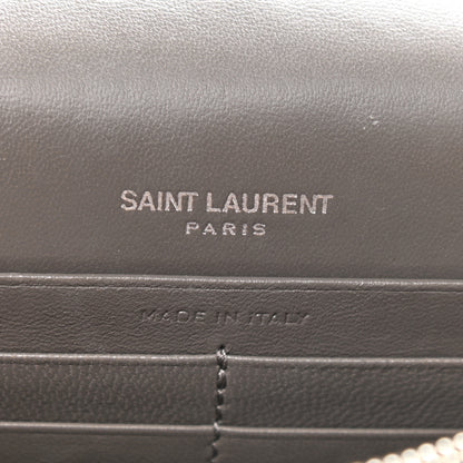 Saint Laurent Calfskin Crocodile Embossed Kate Monogram Tassel Chain Wallet Fog 6 of 8