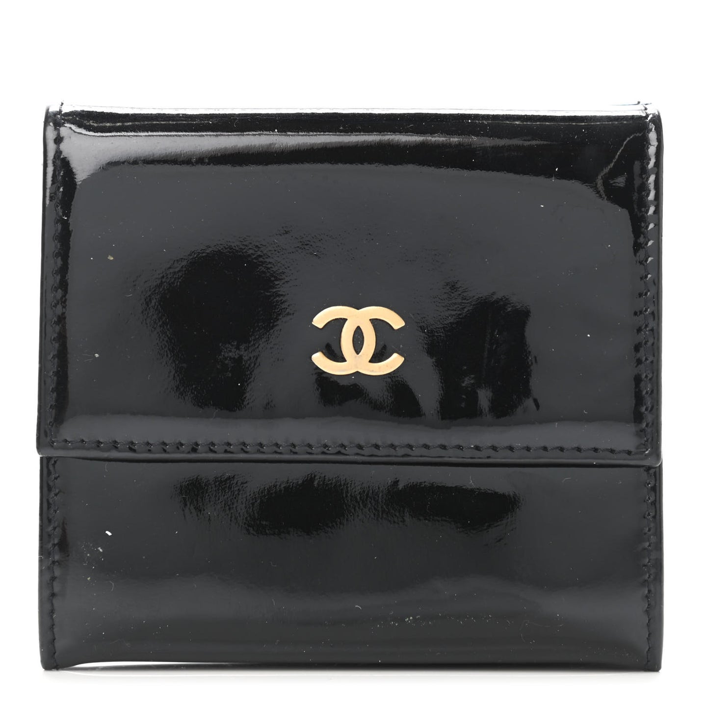 Patent Compact CC Flap Wallet Black