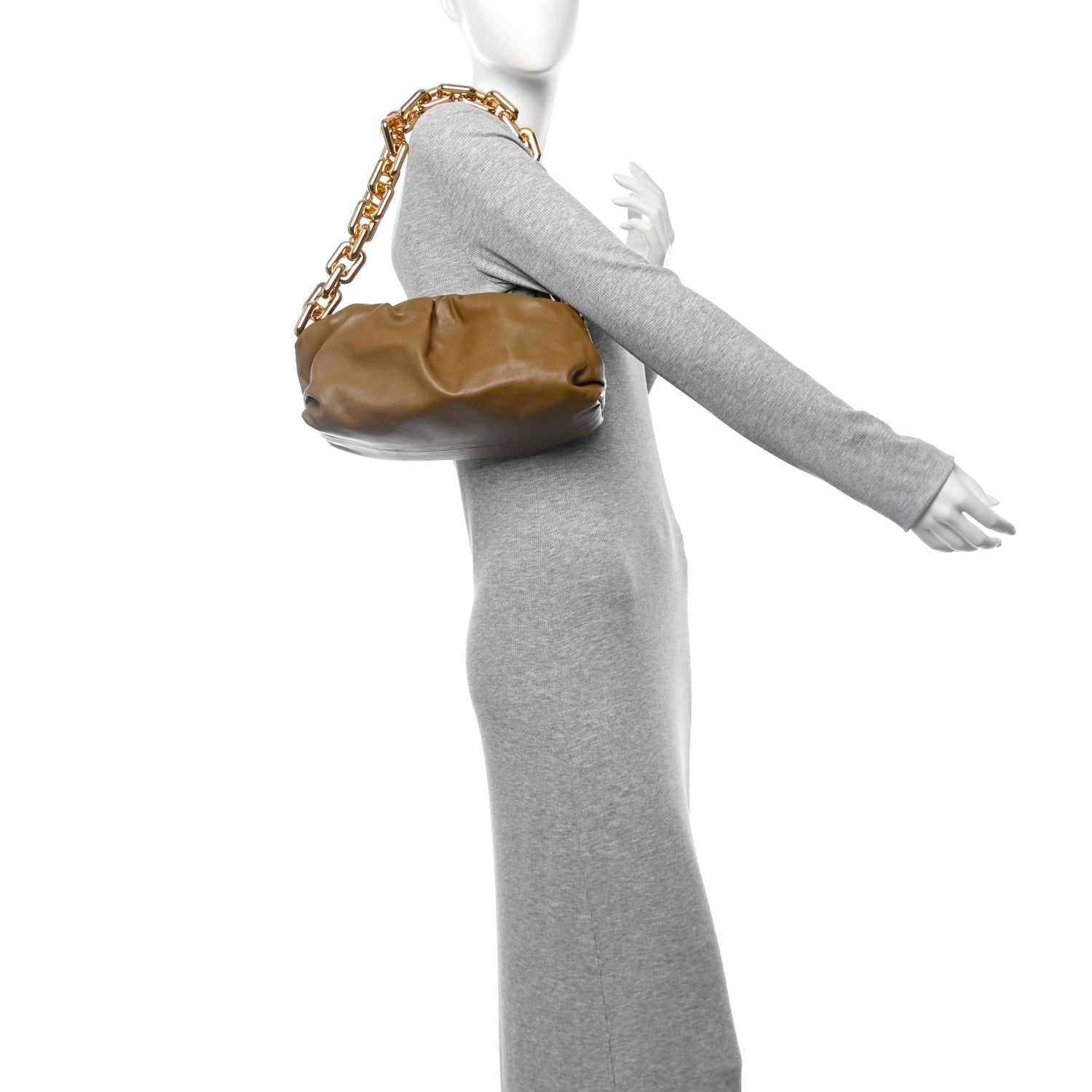Bottega Veneta Calfskin The Pouch Chain Cammello 2 of 10