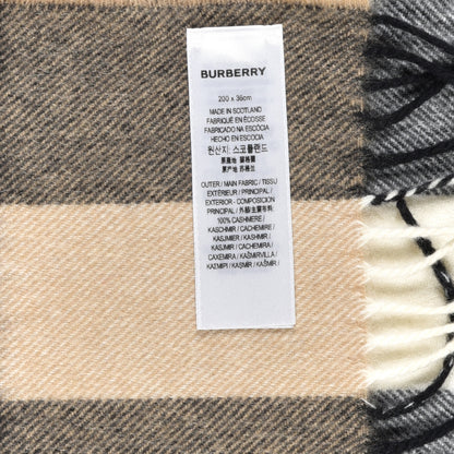 Burberry Cashmere Mega Check Fringe Scarf Camel 4 of 5