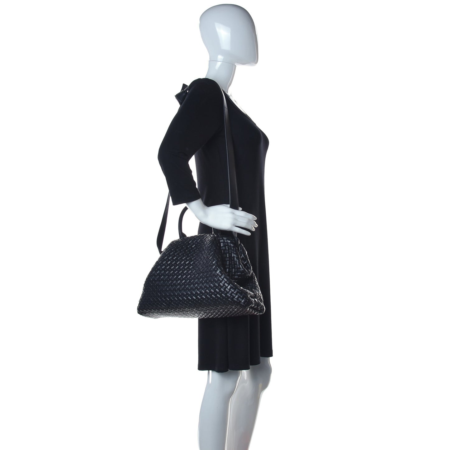 Nappa Intrecciato Medium Padded The Handle Tote Black