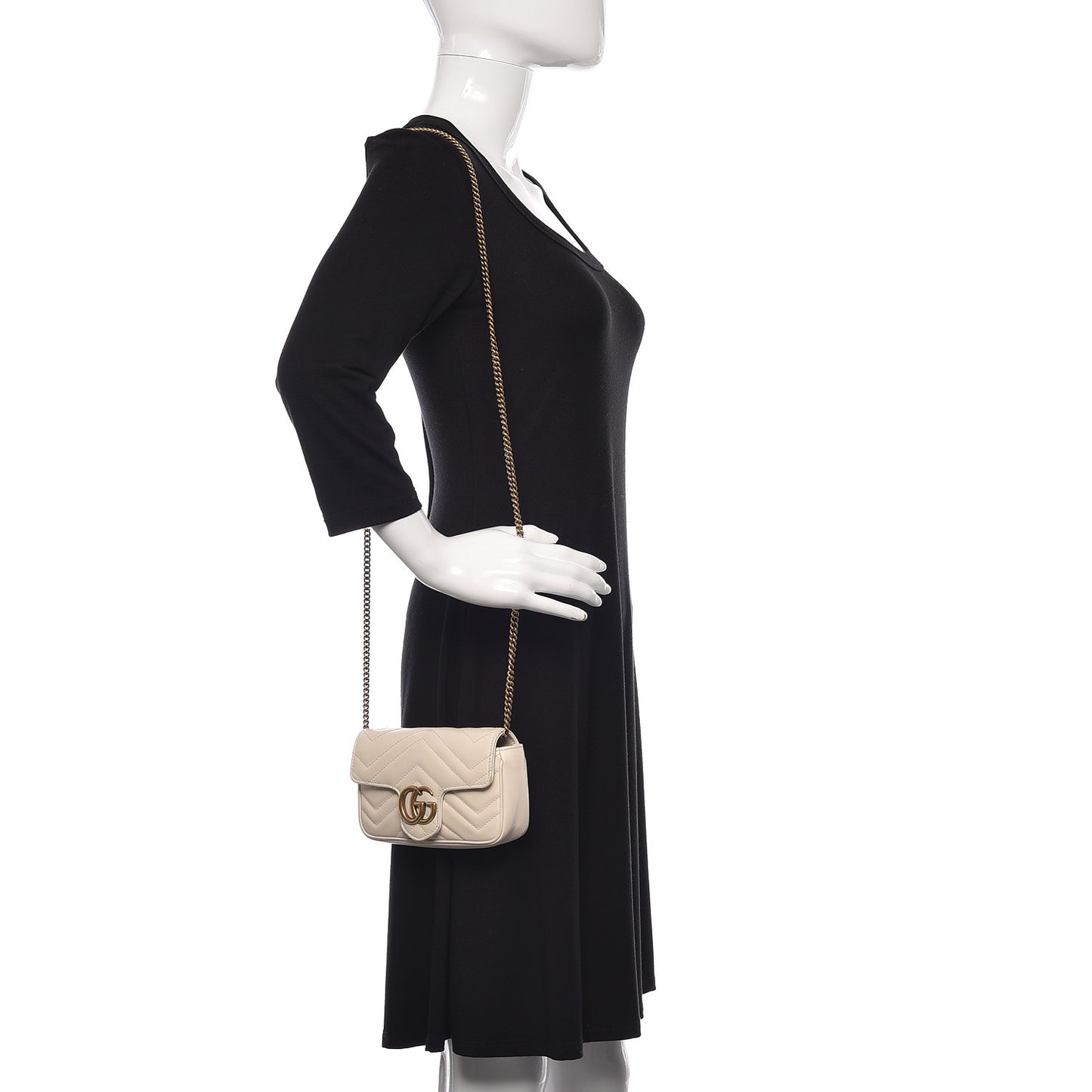 Calfskin Matelasse Super Mini GG Marmont Shoulder Bag White