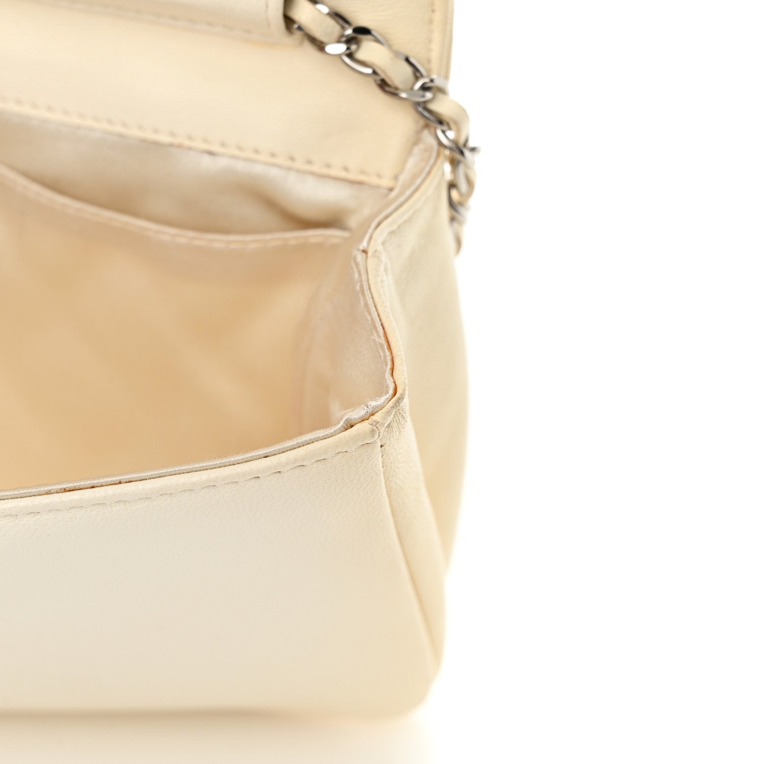 Chanel Lambskin Quilted Butterfly Chain Clutch White 11 of 21