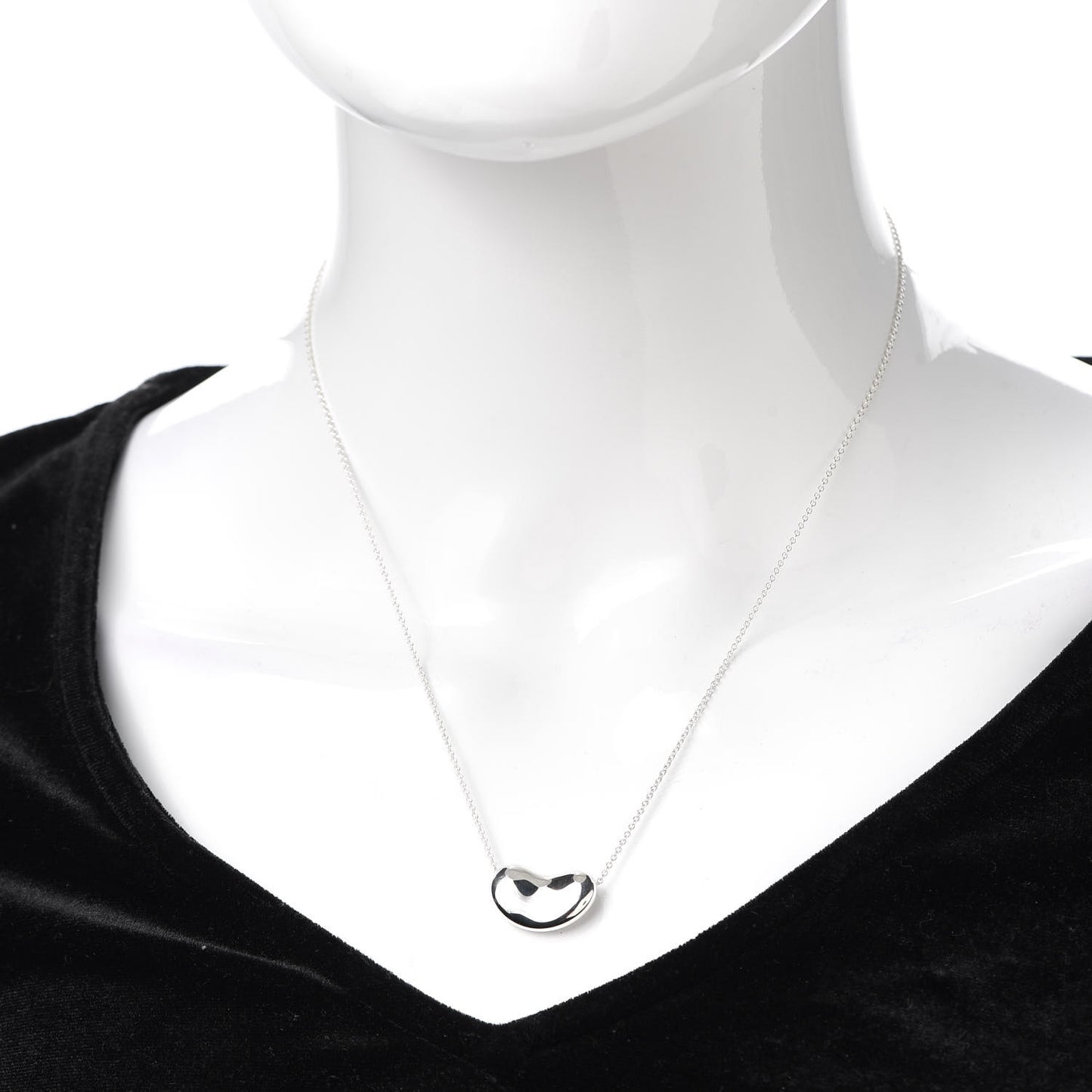 Sterling Silver 18mm Elsa Peretti Bean Pendant Necklace