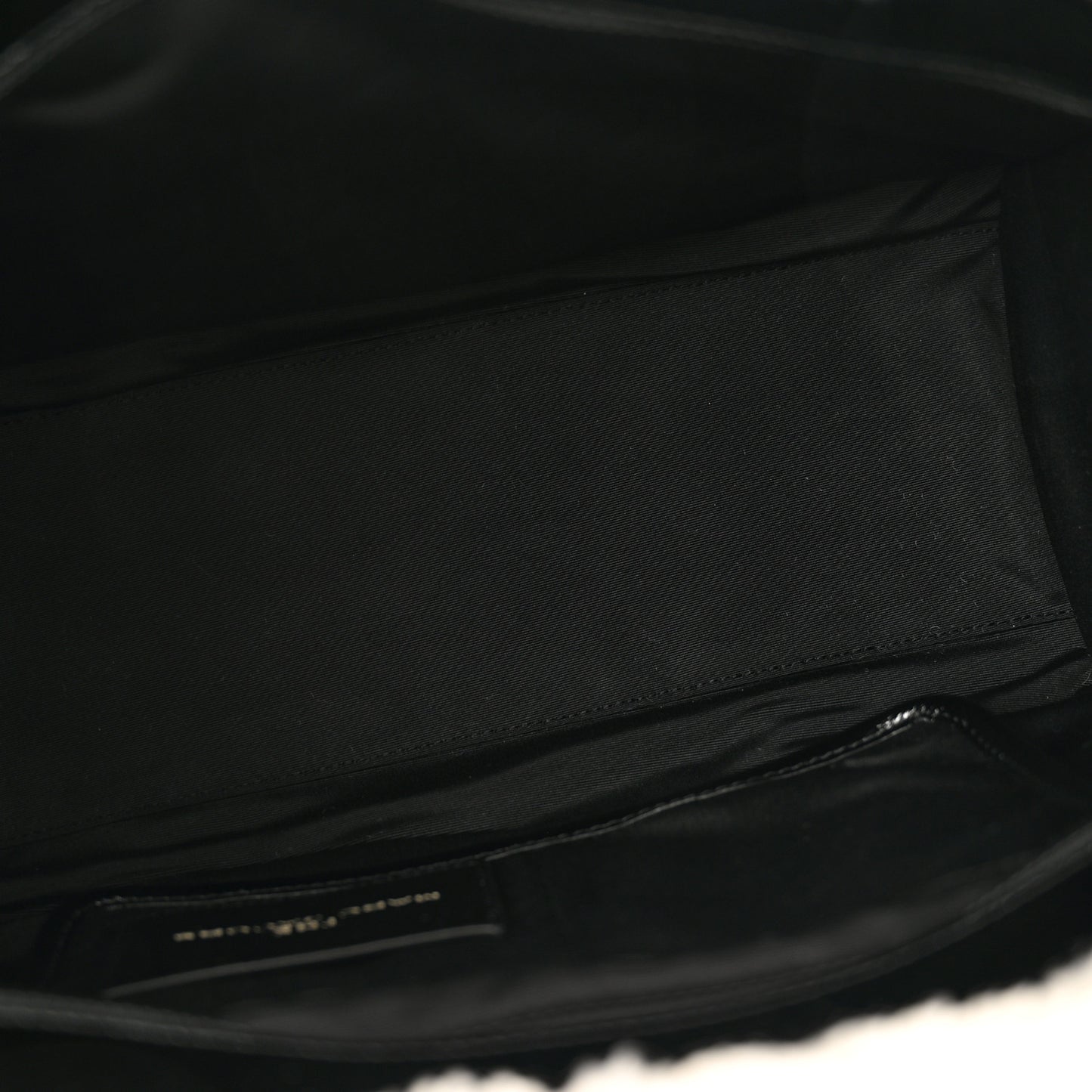 Shiny Calfskin Faux Shearling Large The Traveler Tote Bag Black
