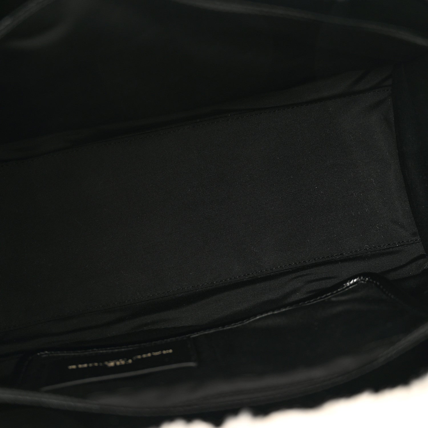 Marc Jacobs Shiny Calfskin Faux Shearling Large The Traveler Tote Bag Black 5 of 11