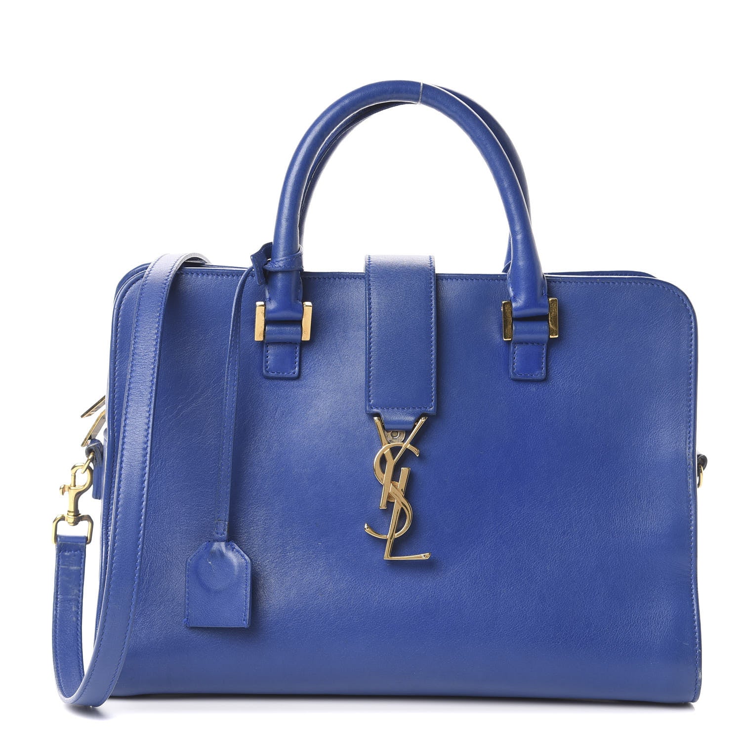 Saint Laurent Smooth Calfskin Small Monogram Cabas Blue Majorelle 1 of 7
