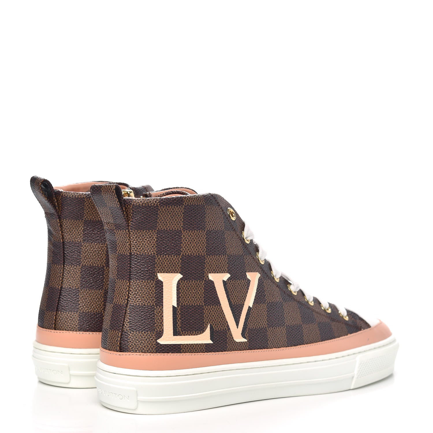 Louis Vuitton Damier Ebene Stellar High Top Sneakers 39 Venus Pink 4 of 7