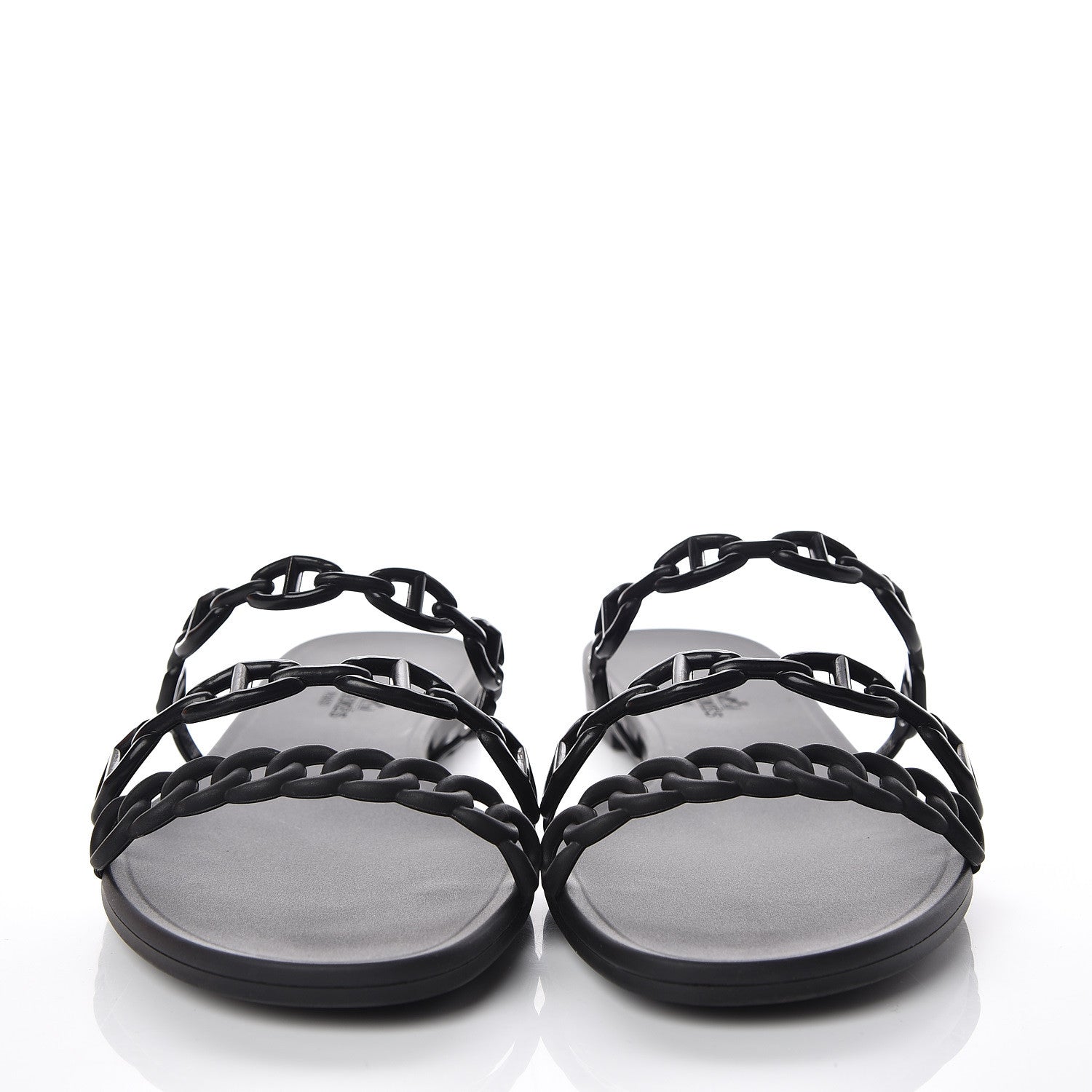 Hermes Rubber Chaine d'Ancre Rivage Sandals 40 Black 2 of 8
