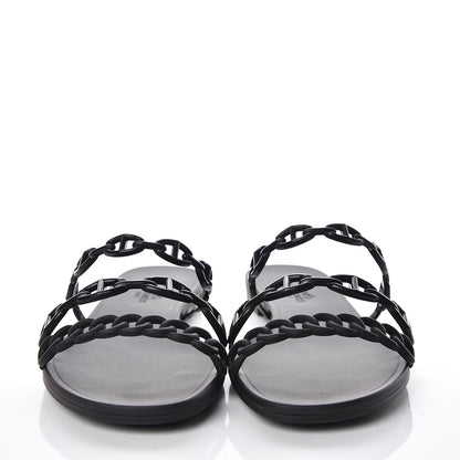 Hermes Rubber Chaine d'Ancre Rivage Sandals 40 Black 2 of 8