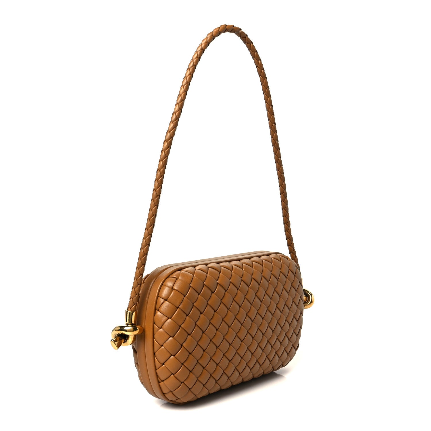Bottega Veneta Calfskin Intrecciato Knot On Strap Camel 3 of 9