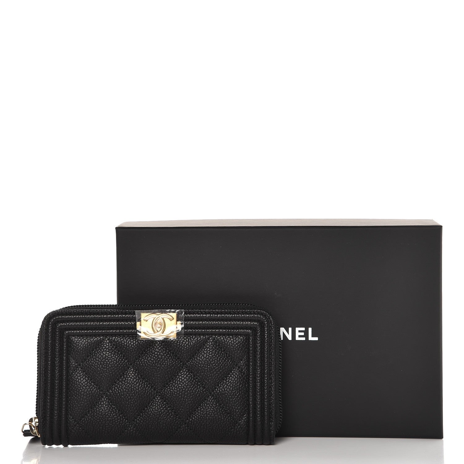 Chanel Caviar Quilted Boy Small Zip Around Wallet Black 9 of 9