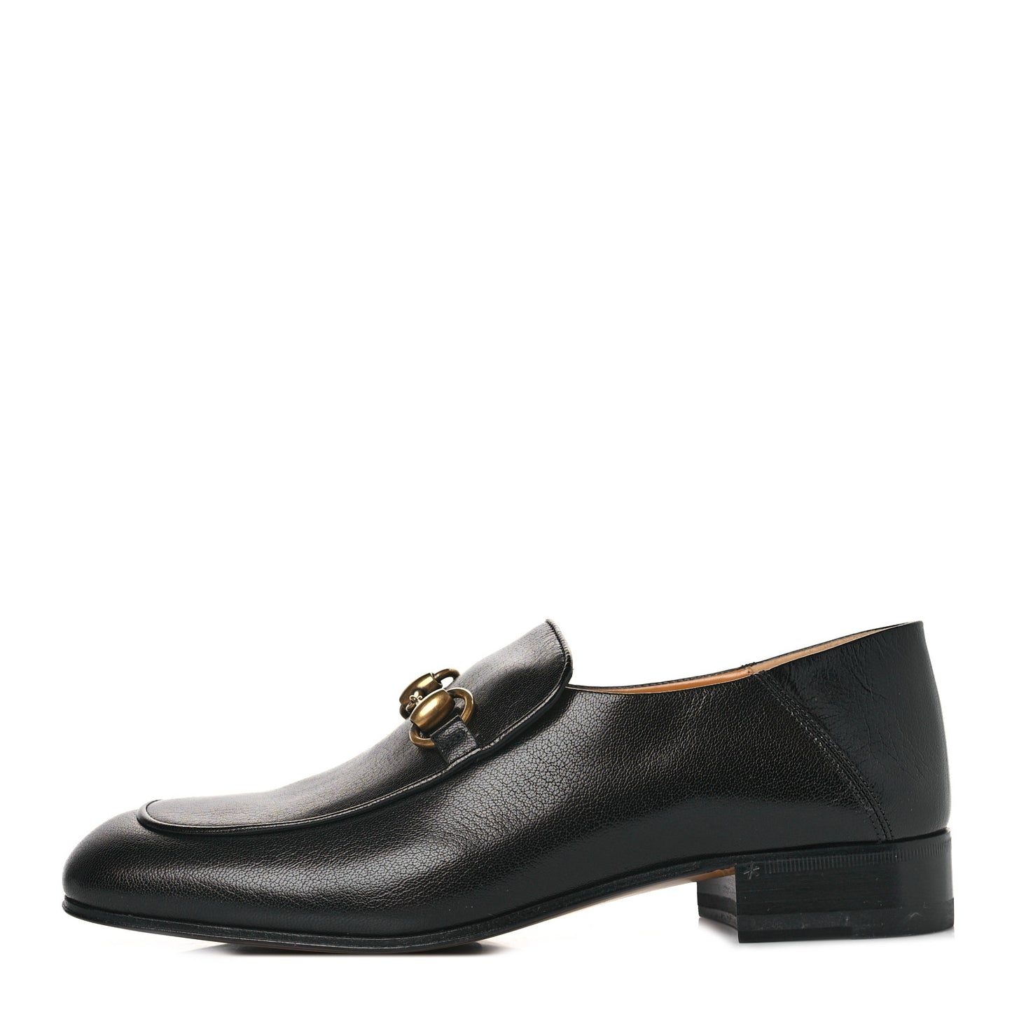 Goatskin Womens Horsebit Mid-Heel Loafers 38 Black