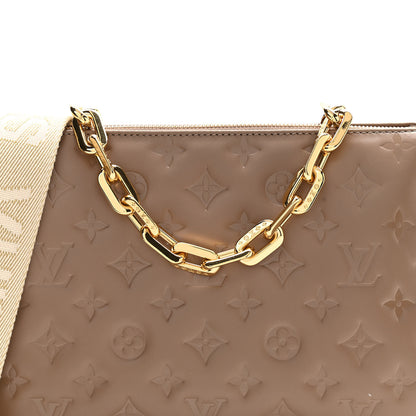 Louis Vuitton Lambskin Embossed Monogram Coussin PM Taupe 9 of 12