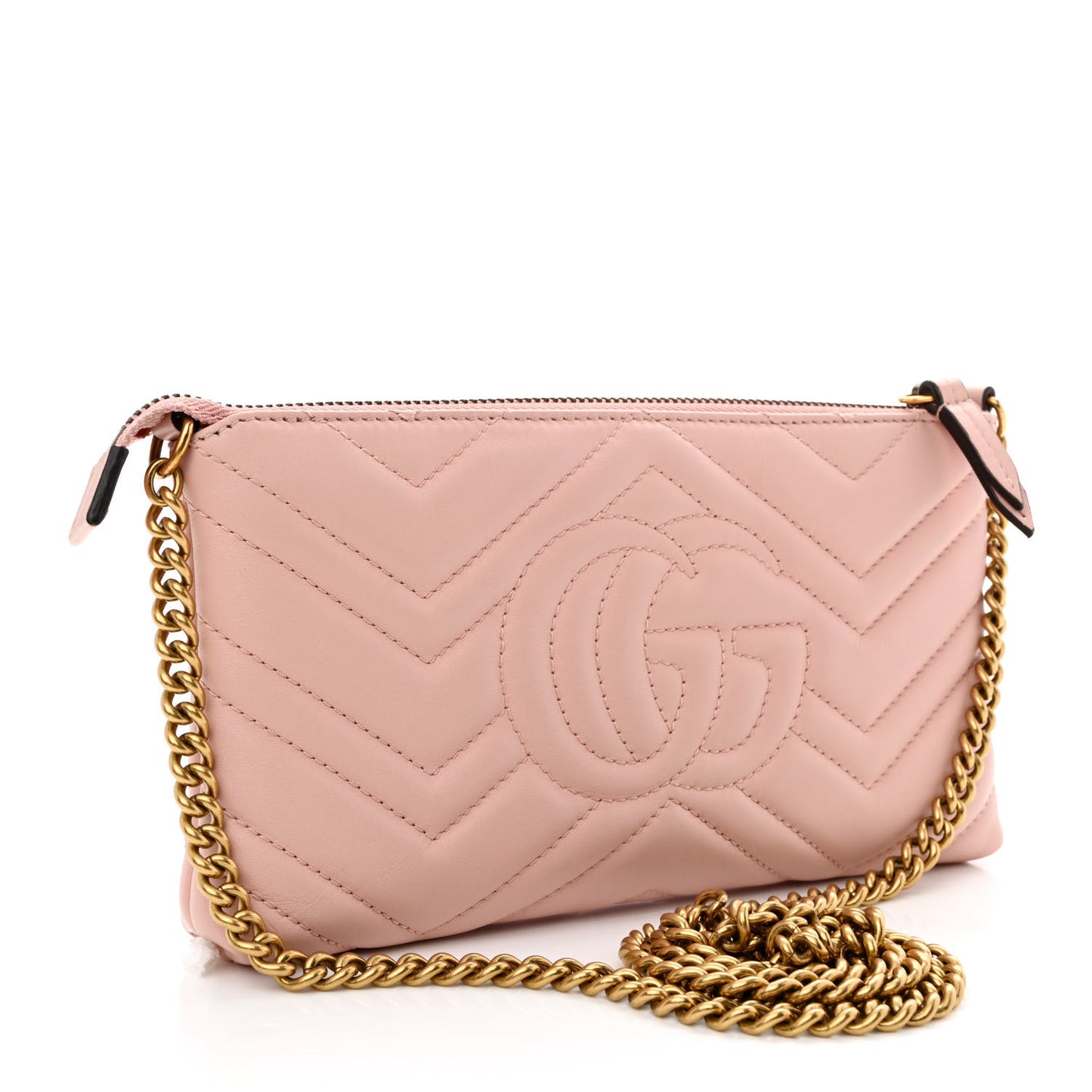 Calfskin Matelasse Mini GG Marmont Chain Bag Perfect Pink