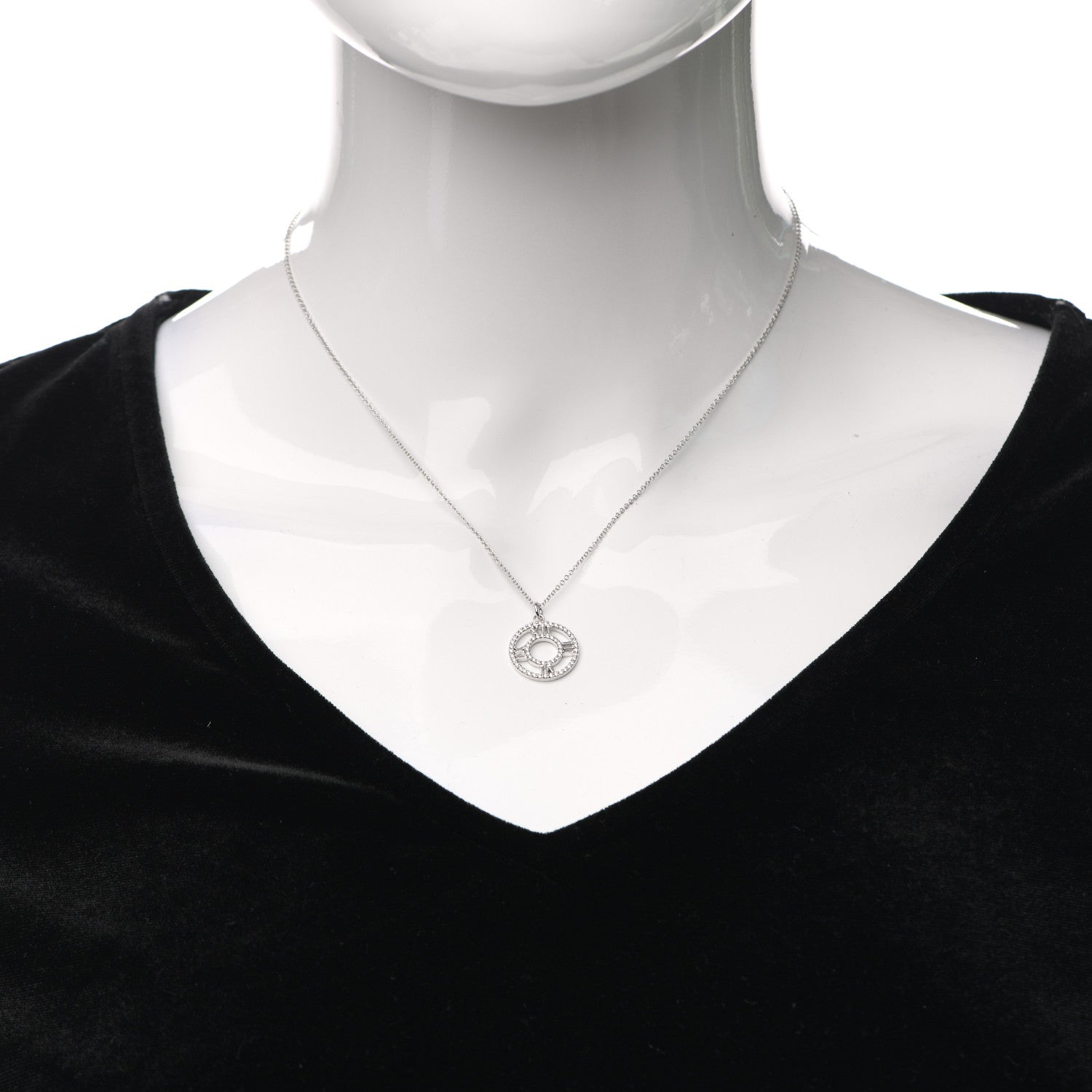Tiffany 18K White Gold Diamond Small Atlas Open Pave Pendant Necklace 2 of 6