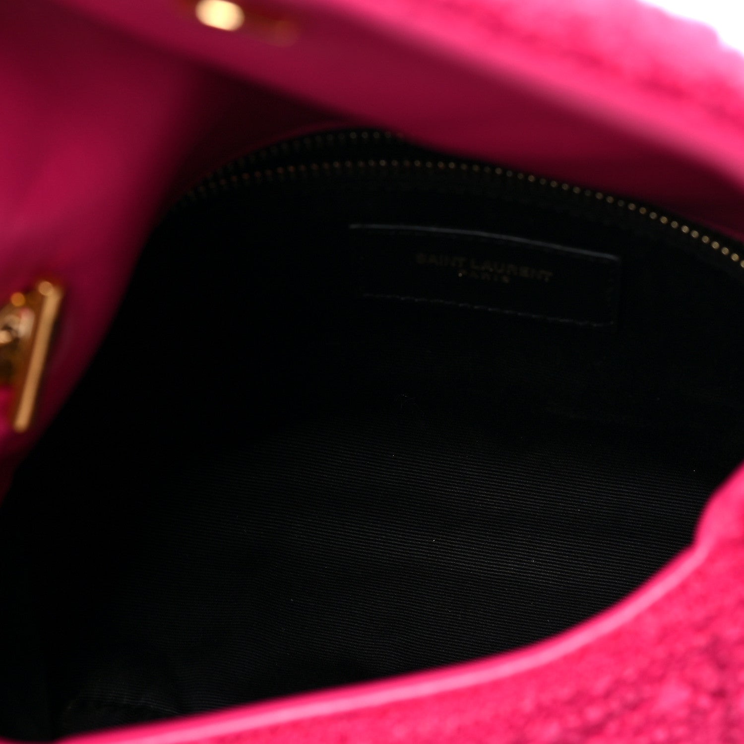Saint Laurent Boucle Tweed Quilted Toy Loulou Puffer Monogram Chain Satchel Magenta 5 of 7