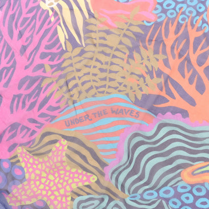 Hermes Silk Mousseline Under The Waves Shawl 140 Black Fuchsia Turquoise 3 of 5