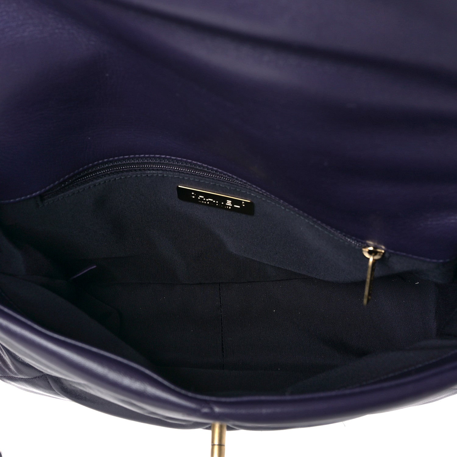 Chanel Goatskin Quilted Large Chanel 19 Flap Navy Blue 5 of 9