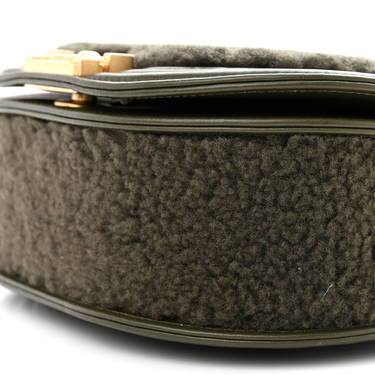 Calfskin Shearling Quilted Small Boy Messenger Bag Khaki