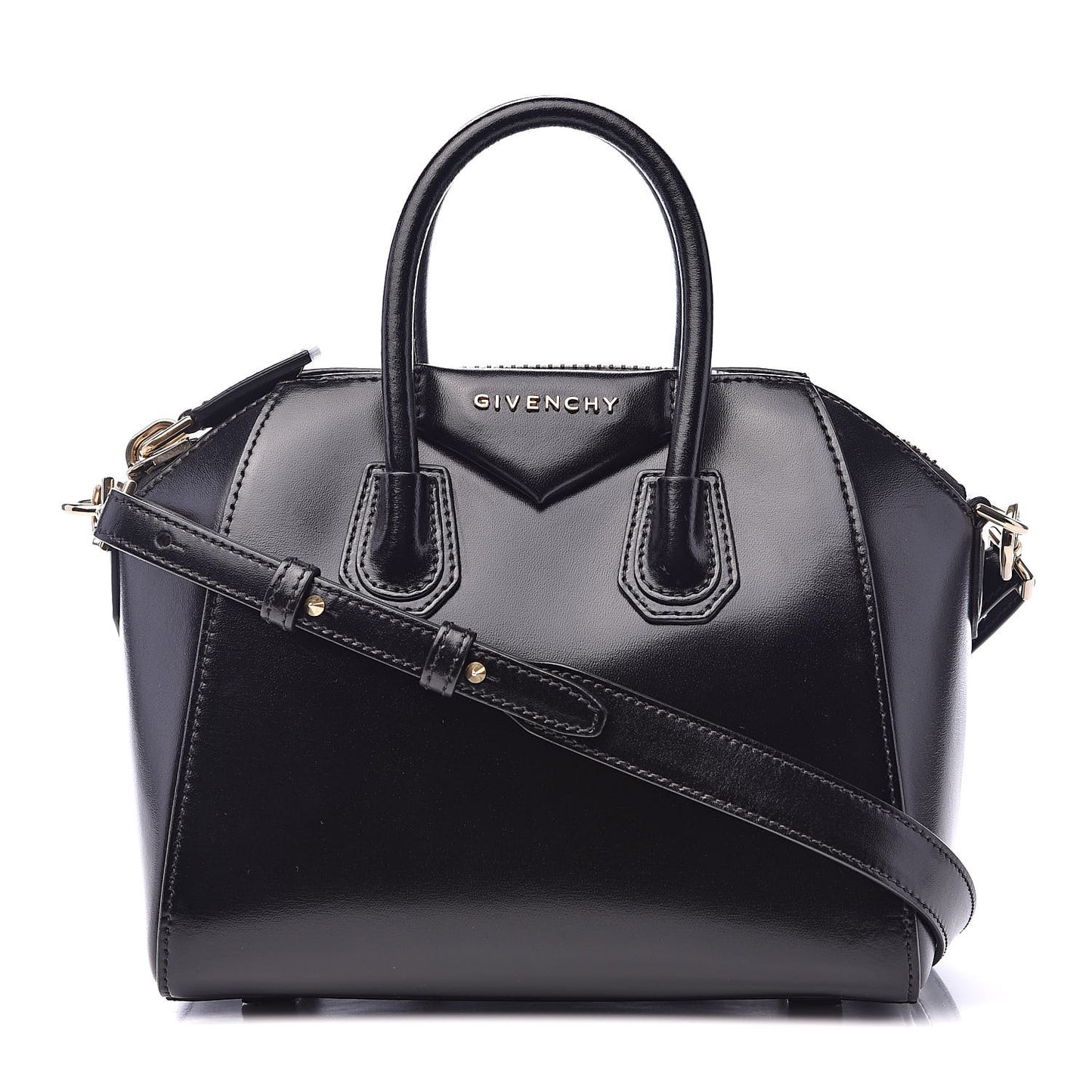 Shiny Lord Calfskin Mini Antigona Black