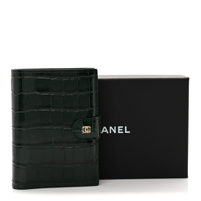 Chanel Calfskin Crocodile Embossed Crococo Passport Holder Emerald 9 of 9