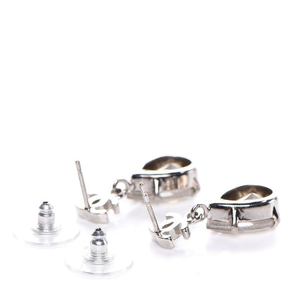 Chanel Crystal CC Drop Earrings Silver 3 of 4