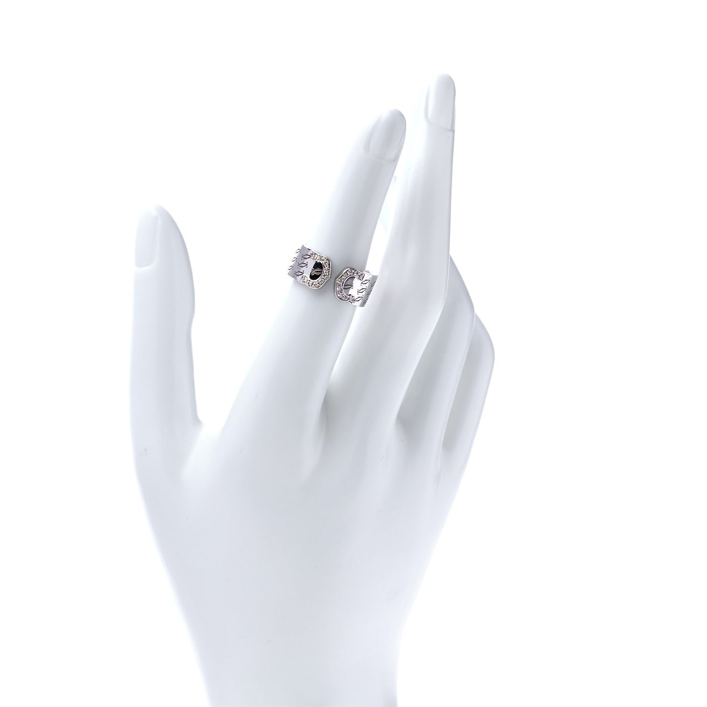 18K White Gold Diamond C De Cartier Christmas Ring 51 5.75