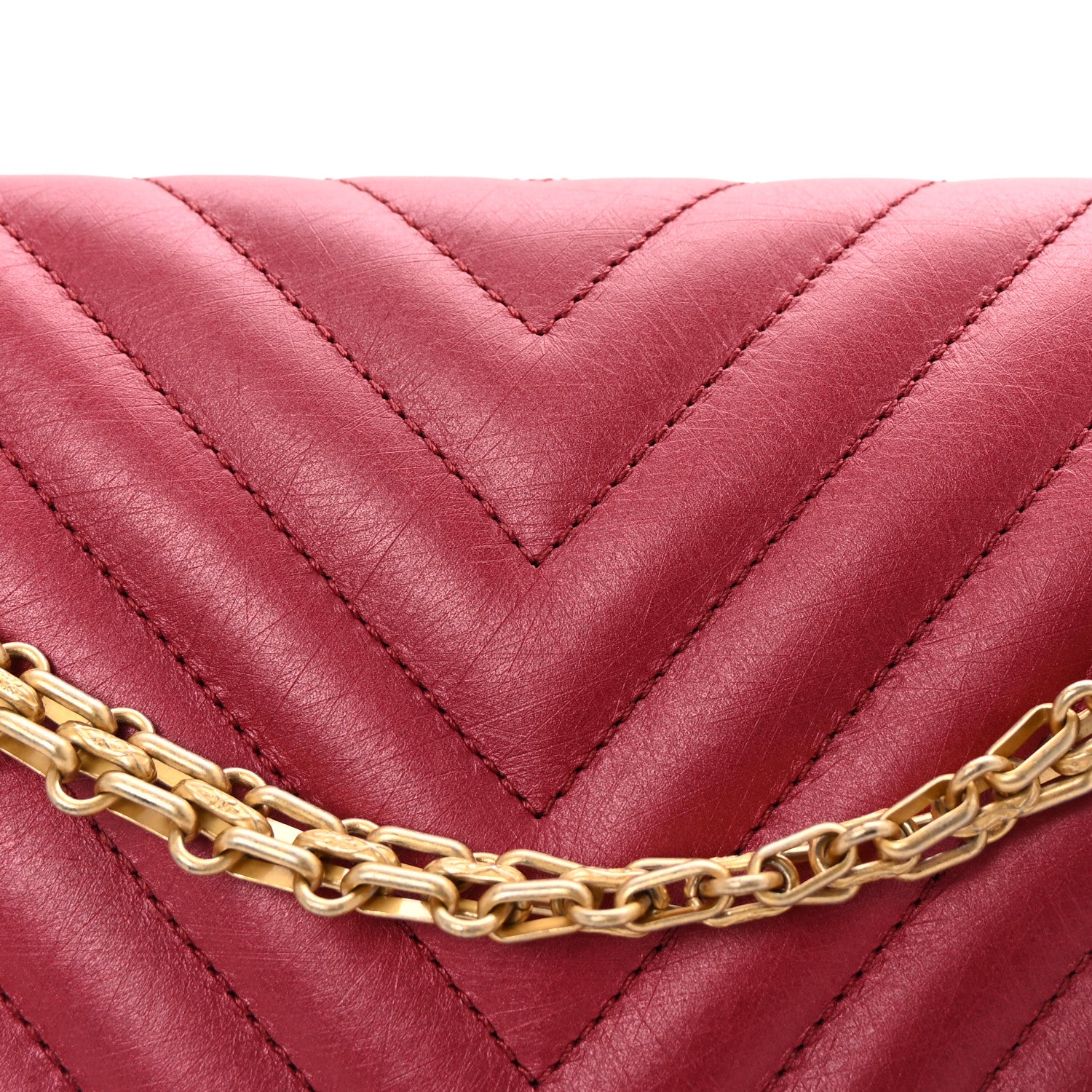 Chanel Metallic Aged Calfskin Chevron Quilted 2.55 Reissue 226 Flap Red 8 of 10