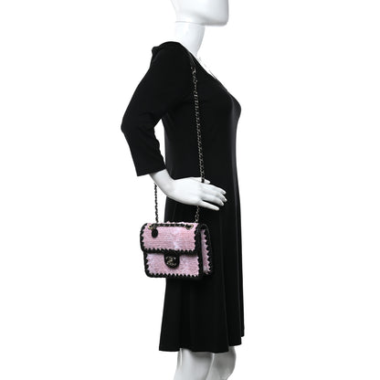 Chanel Tweed Braided Calfskin Mini My Own Frame Flap Pink Black 2 of 9