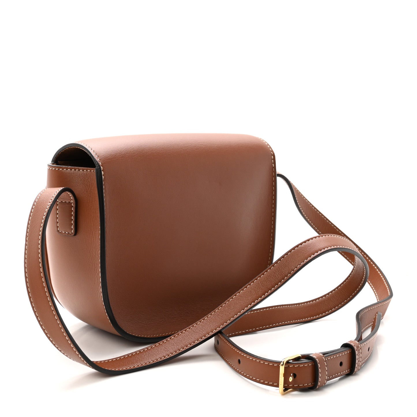 Smooth Calfskin Cuir Triomphe Embroidered Folco Crossbody Bag Tan