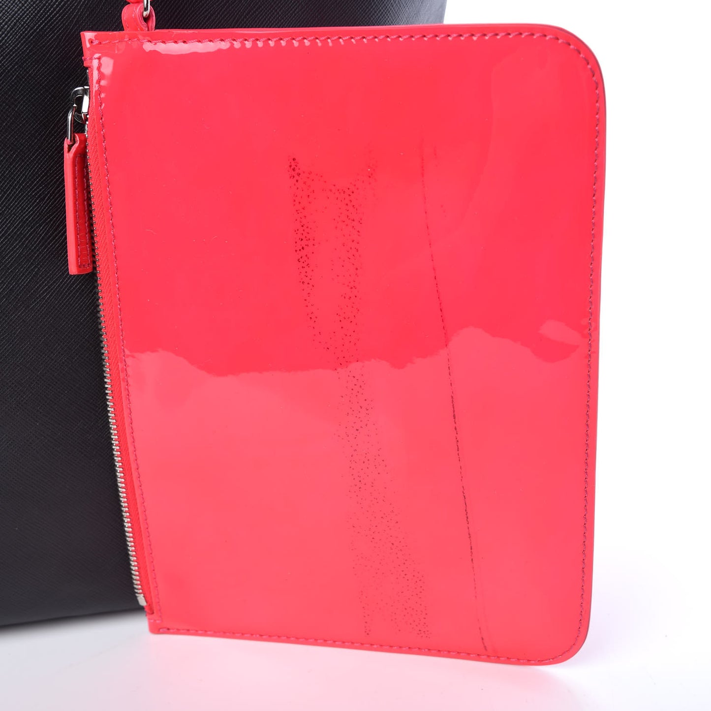 Calfskin Large Antigona Tote Black Neon Pink