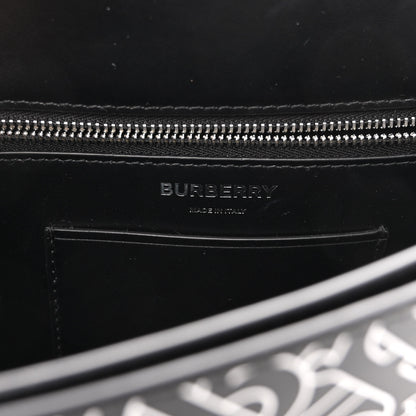 Burberry Calfskin Monogram TB Print Messenger Bag Black White 6 of 9
