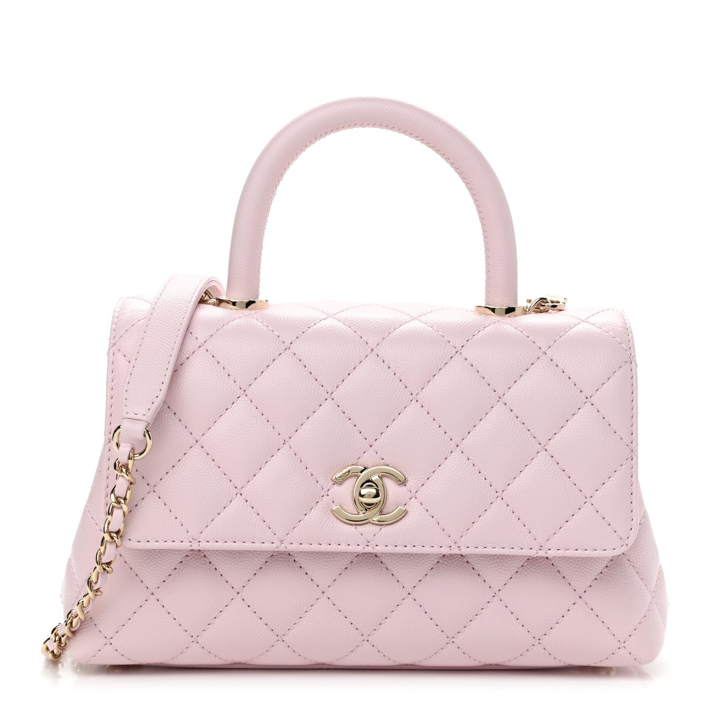 Caviar Quilted Mini Coco Handle Flap Light Pink