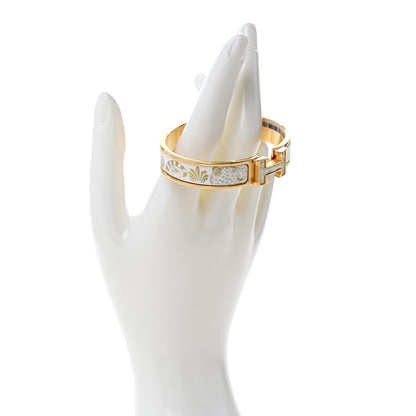 Hermes Enamel Printed Narrow Leopards Clic Clac H Bracelet PM Jaune Or White 2 of 6