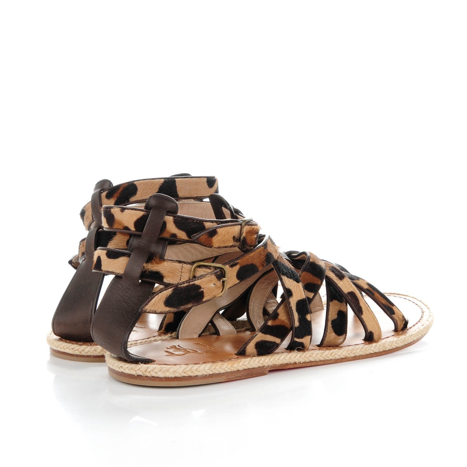 Christian Louboutin Pony Hair Mens Nuria Uomo Flat Sandals 43 Leopard 4 of 6