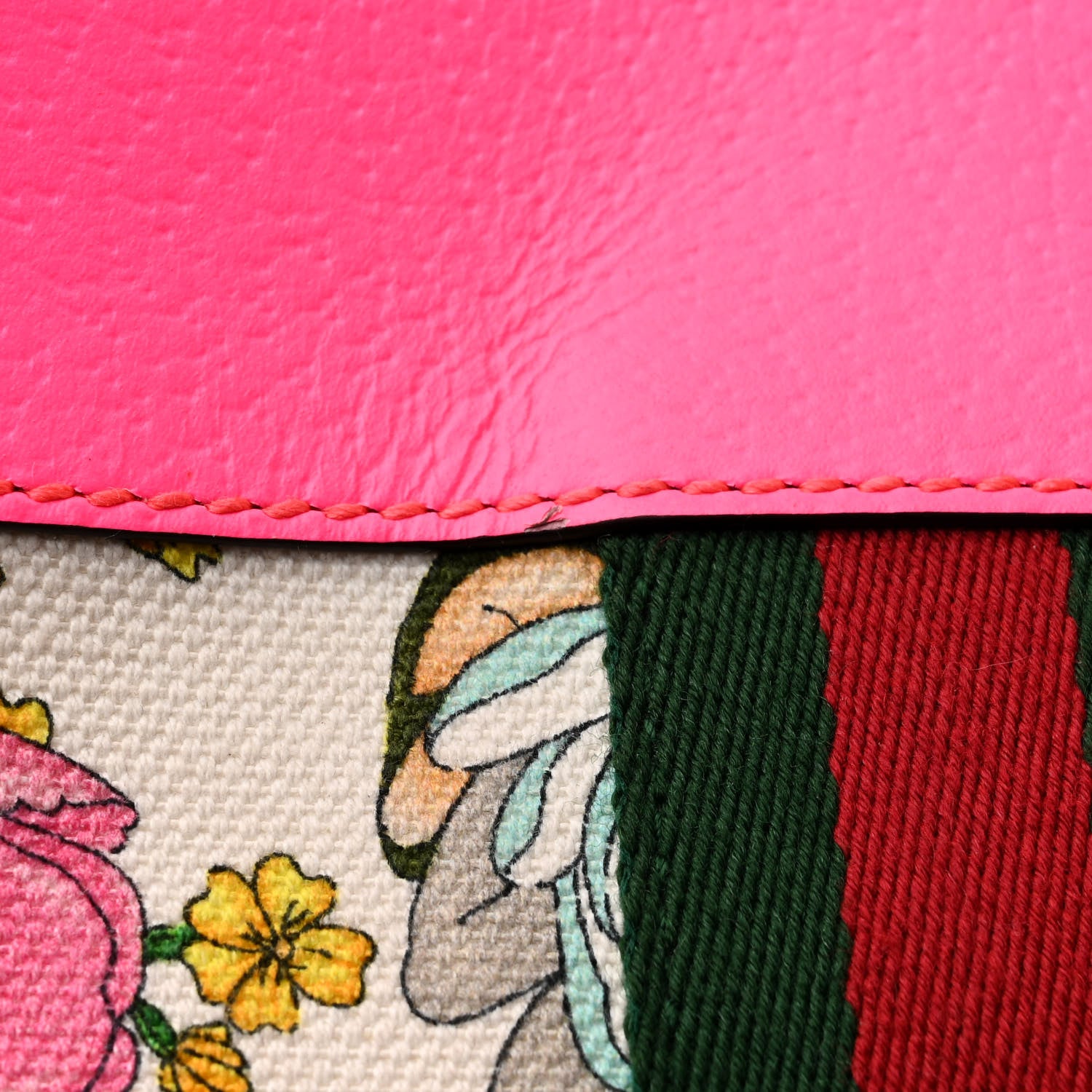 Gucci Canvas Flora Large Rajah Chain Tote White Multicolor Fuxia Fluo 14 of 16