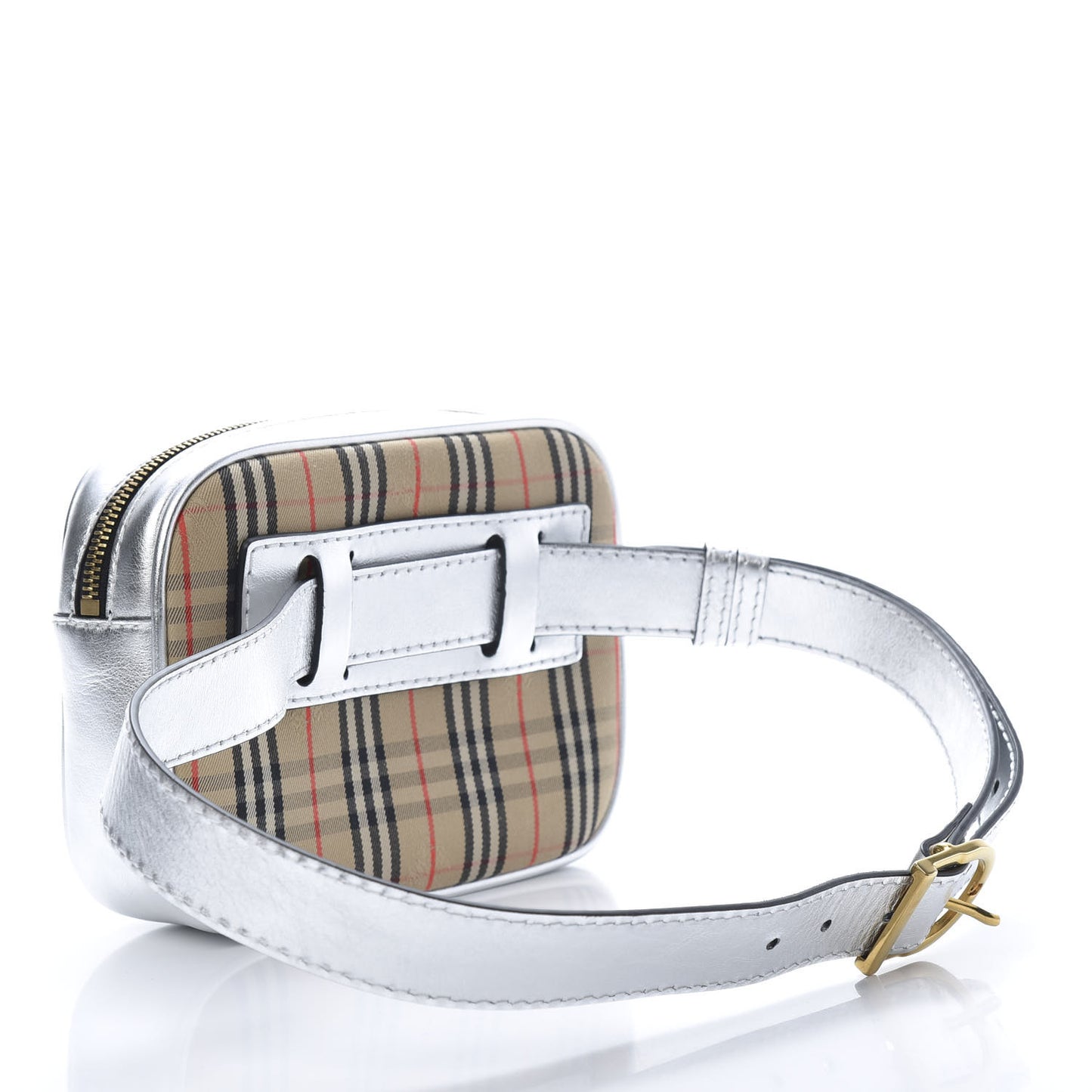Metallic Smooth Calfskin 1983 Knight Check Link Bum Bag Silver
