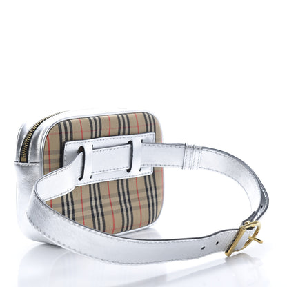 Burberry Metallic Smooth Calfskin 1983 Knight Check Link Bum Bag Silver 3 of 12