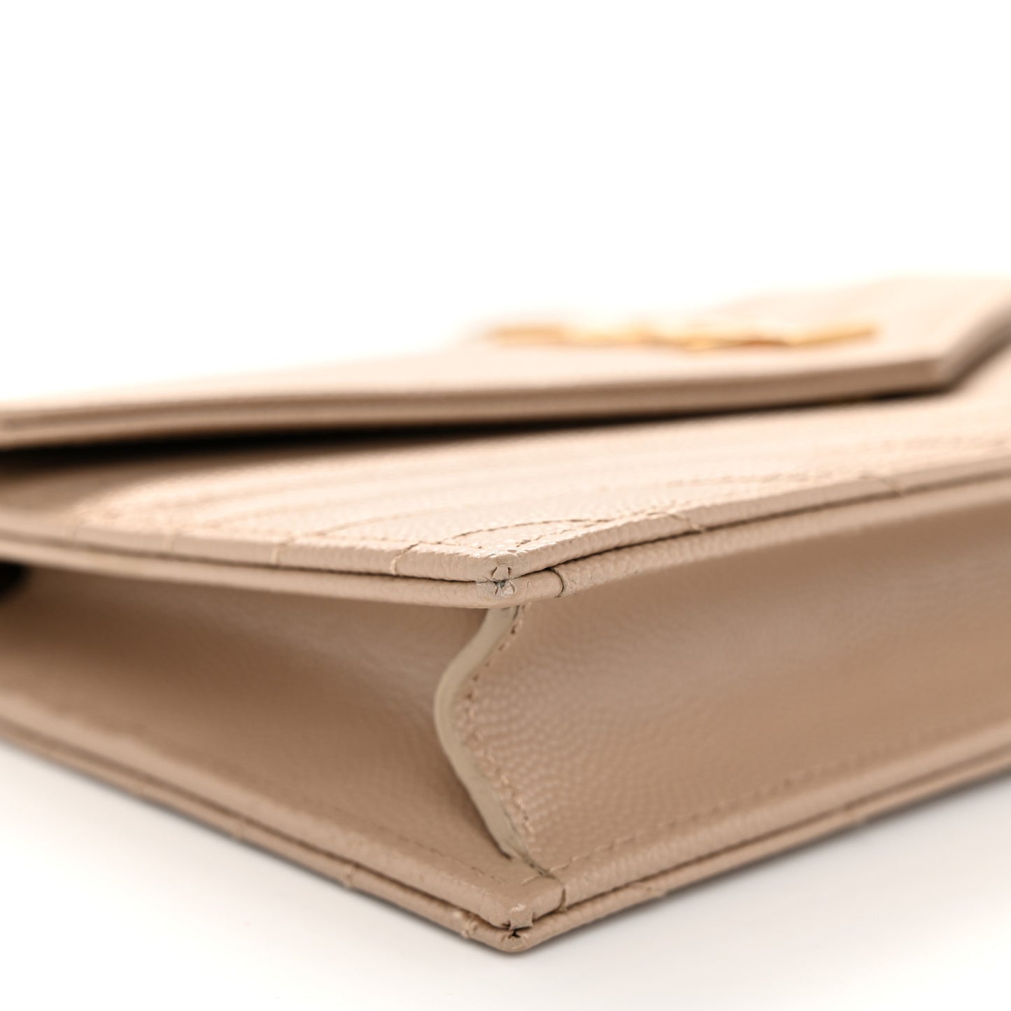 Grain De Poudre Matelasse Chevron Monogram Envelope Chain Wallet Dark Beige