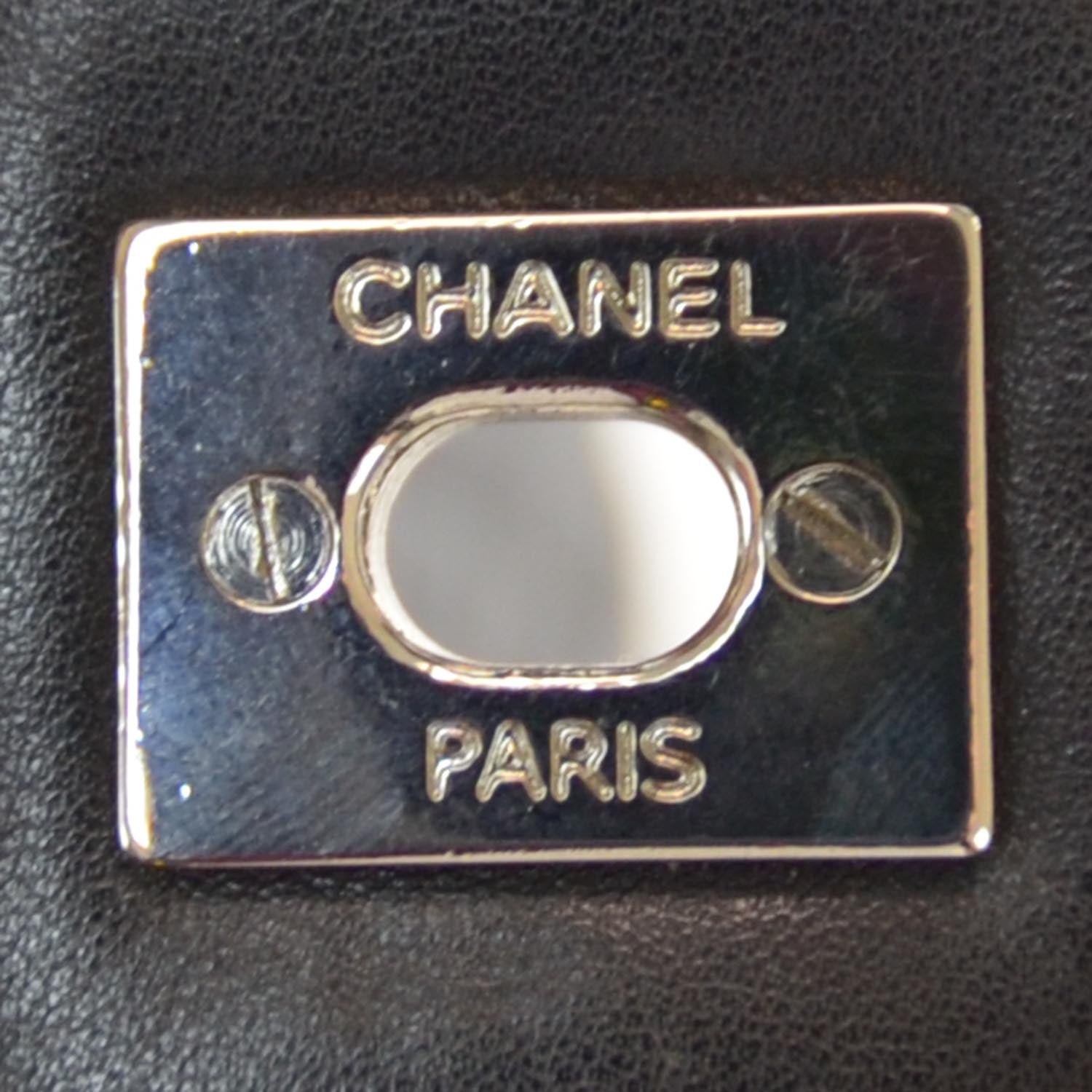 Chanel Calfskin Quilted Large Cambon Flap Black White 7 of 11