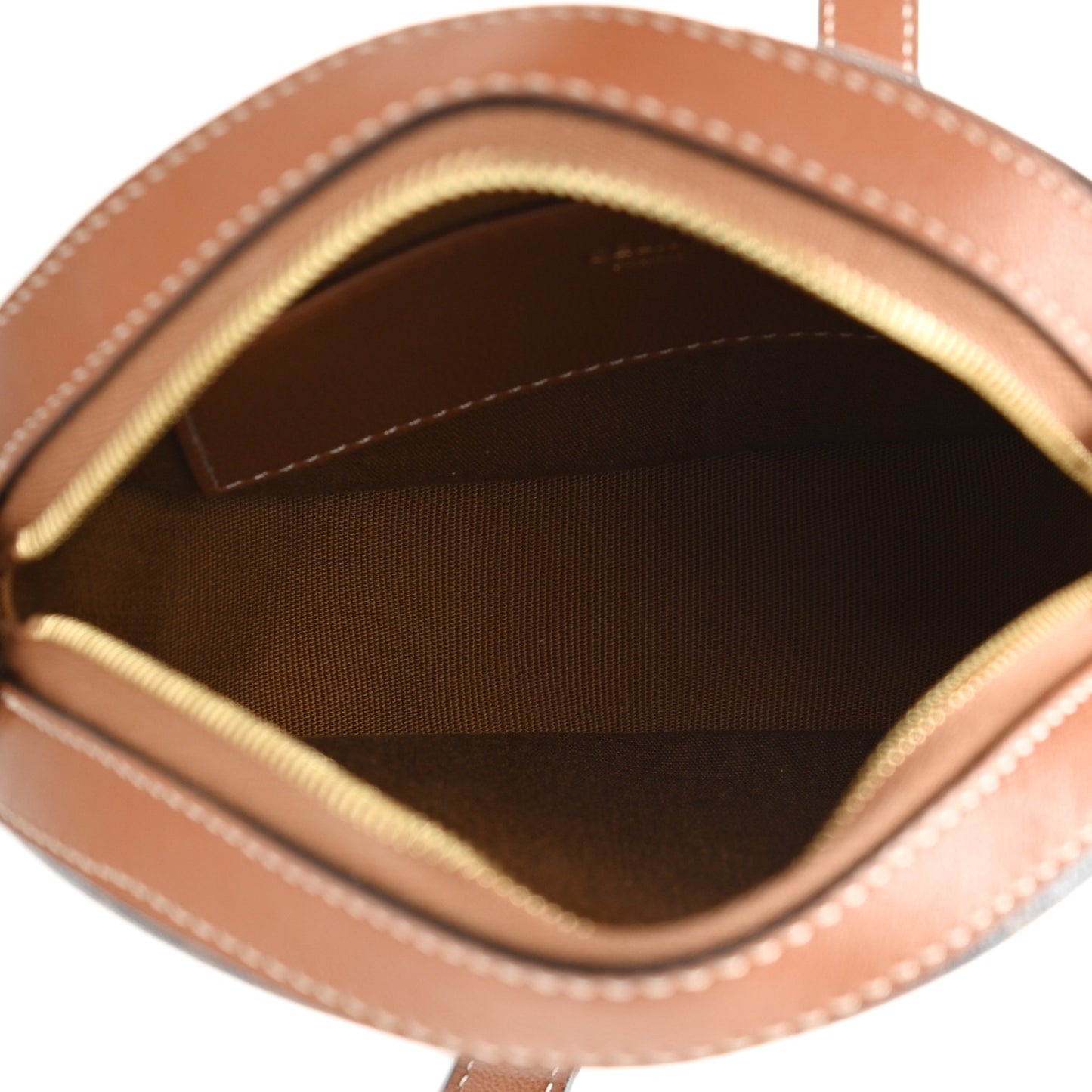 Triomphe Canvas Embroidered Logo Round Purse On Strap Black Tan