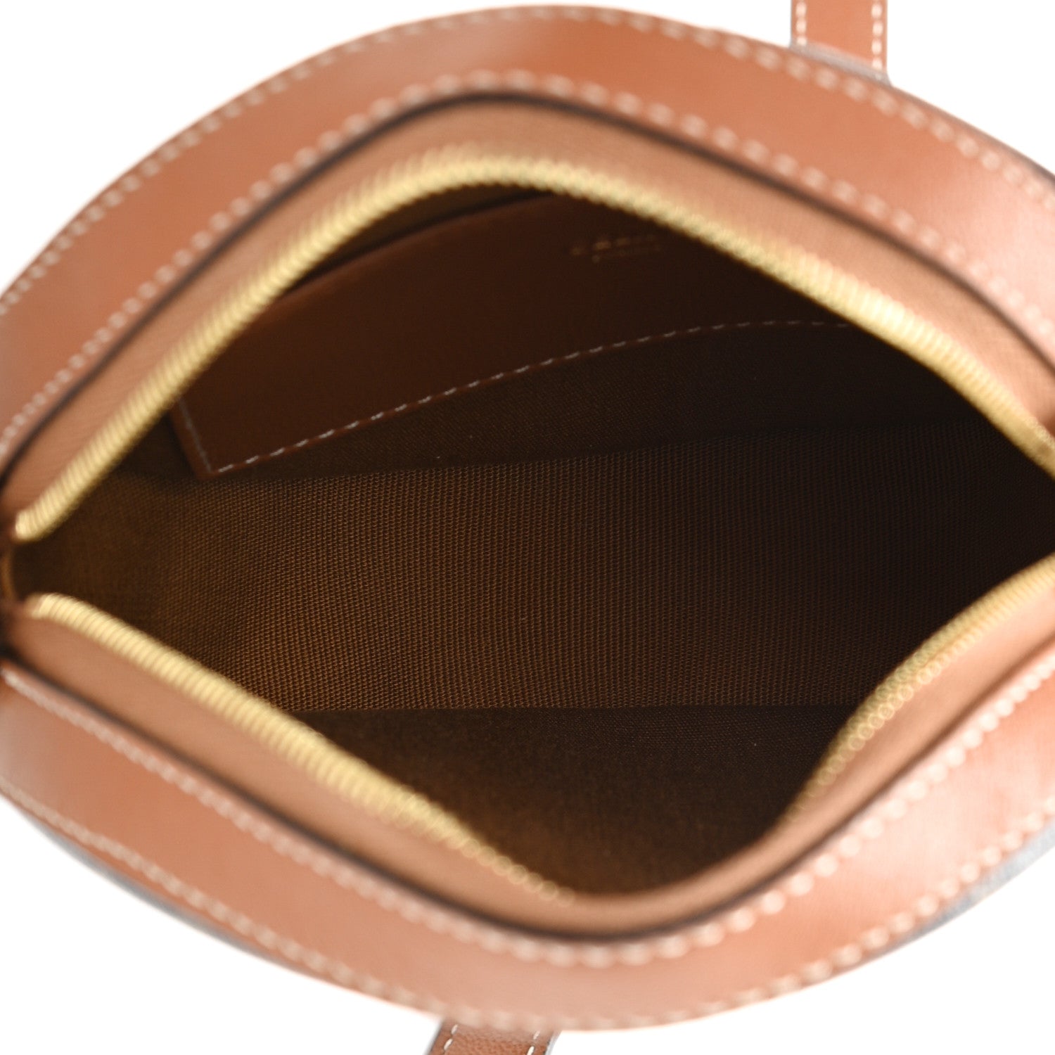 Celine Triomphe Canvas Embroidered Logo Round Purse On Strap Black Tan 5 of 11