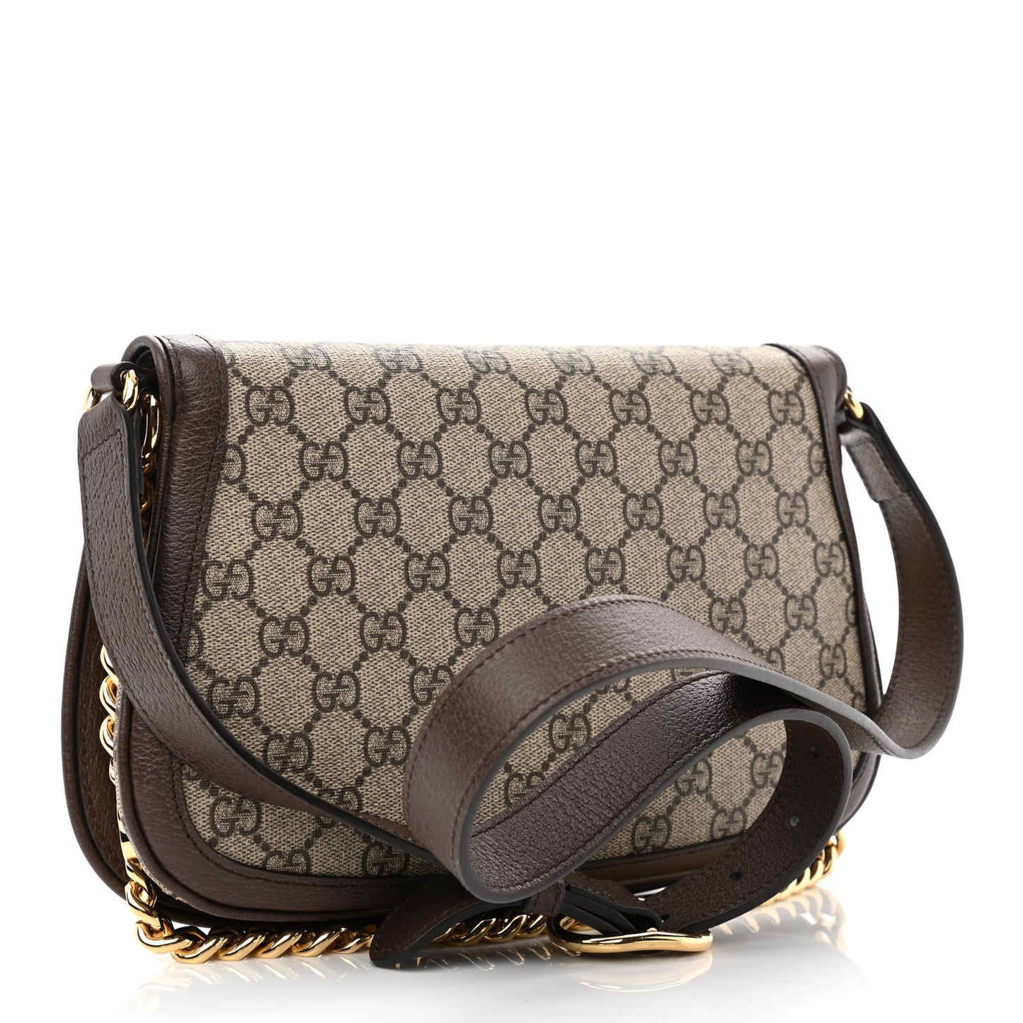 GG Supreme Monogram Textured Dollar Calfskin Blondie Chain Shoulder Flap Bag Beige Ebony New Acero