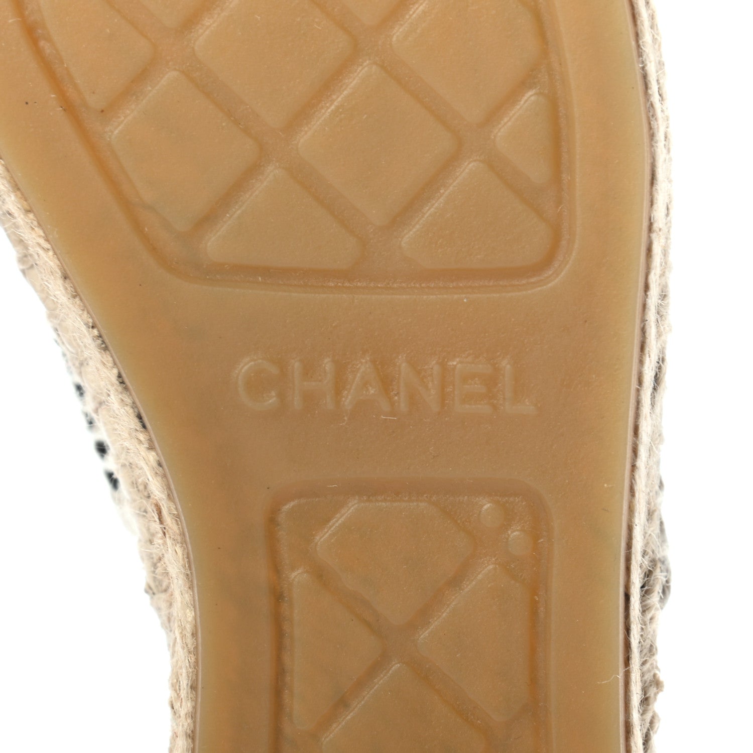 Chanel Mesh Grosgrain CC Espadrilles Mule 37 Beige Black 6 of 7