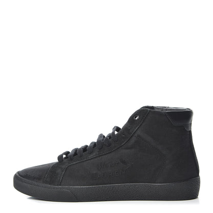Saint Laurent Distressed Canvas Mens Classic Court High Top Sneakers 43 Black 1 of 10