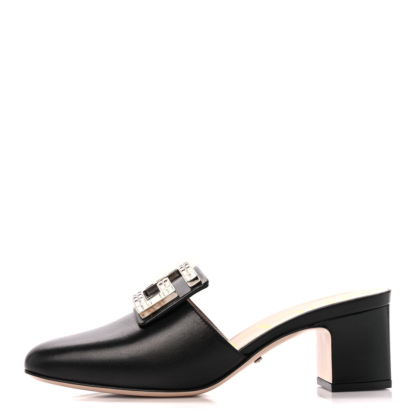 Malaga Kid Crystal Square G Madelyn 60mm Mules 36.5 Black