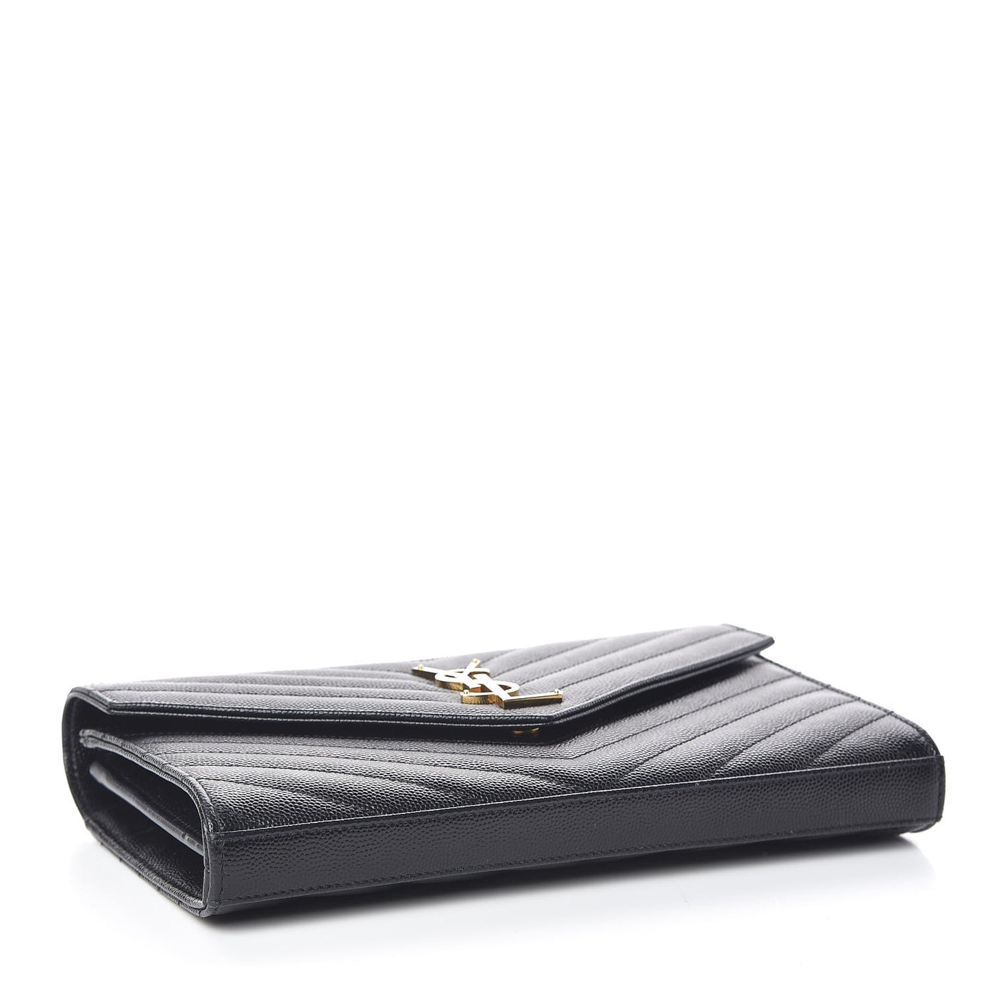 Grain De Poudre Matelasse Chevron Monogram Chain Wallet Black