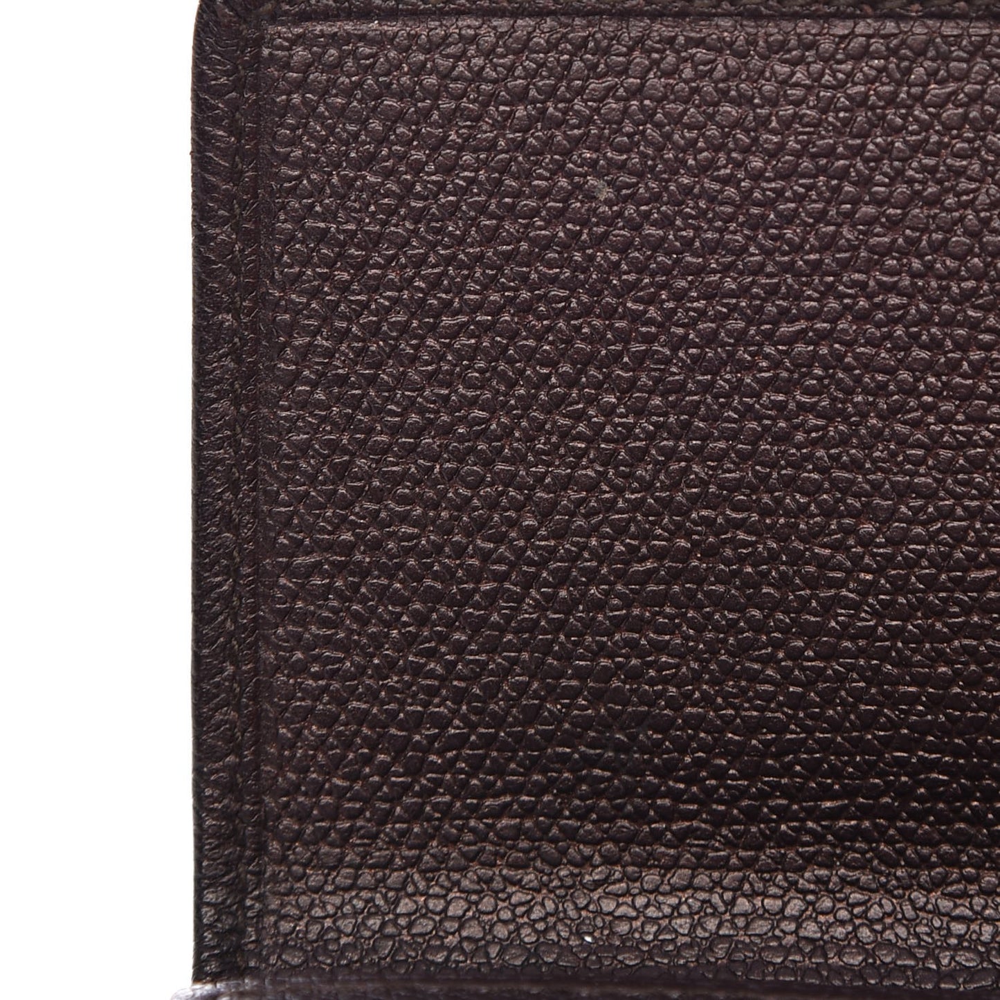 Grained Calfskin CC Button Compact Wallet Dark Brown