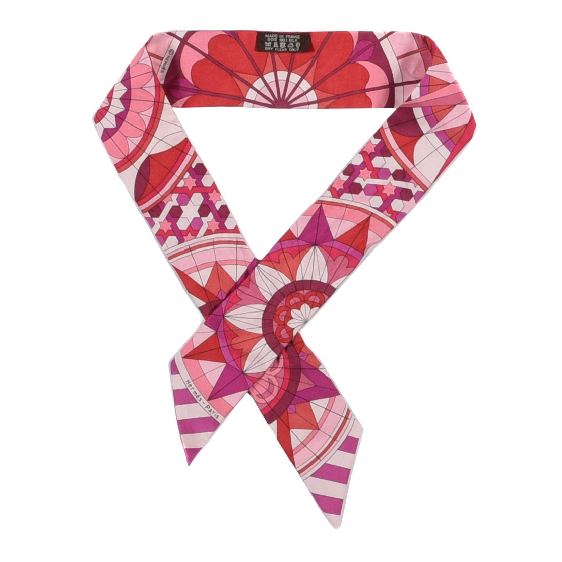 Hermes Silk Rose de Compas Twilly Fuchsia Prune Rouge 1 of 3